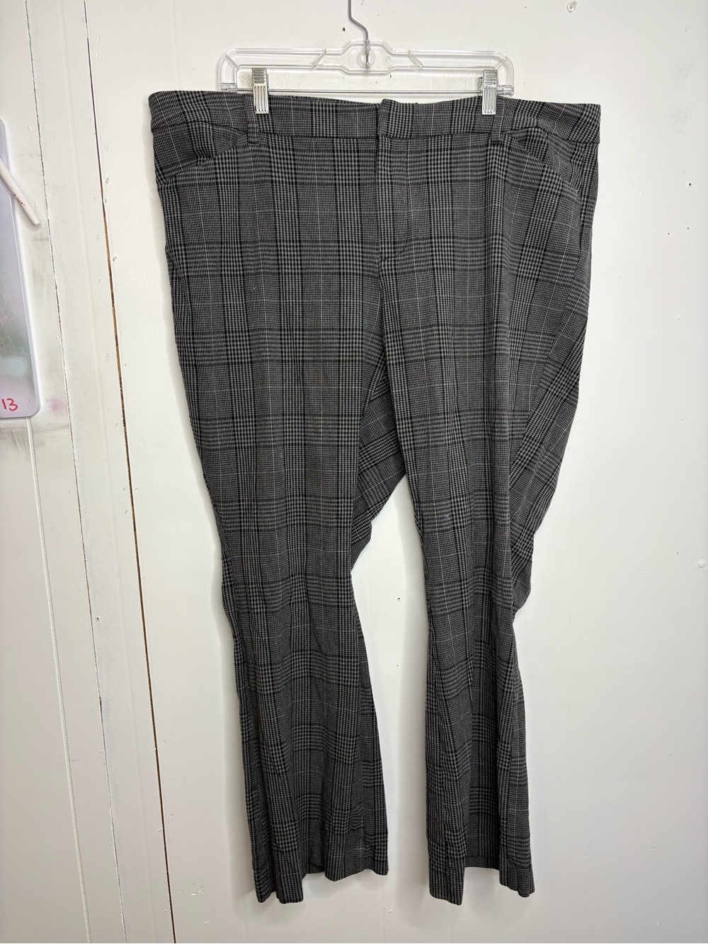 Old Navy Pants Womens 22 High Rise Pixie Flare Glen Plaid Stretch Pockets Work